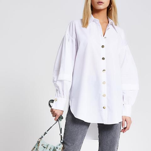 White Puff Layered Sleeve Shirt