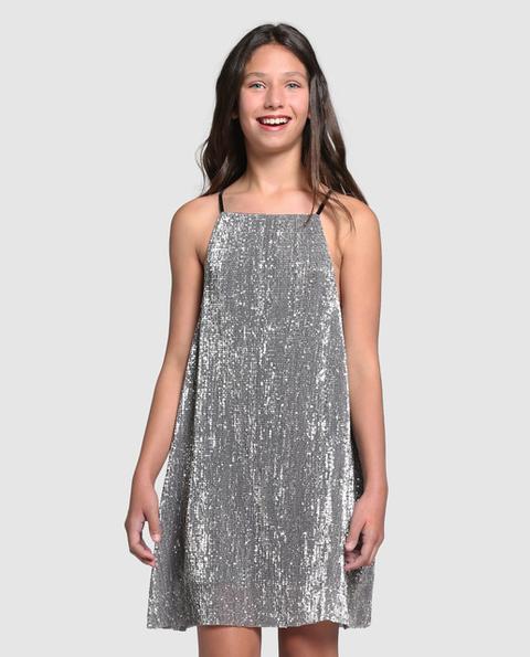 Belle&rebel - Vestido Con Lentejuelas En Plata