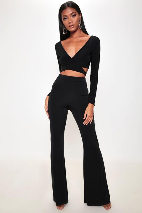 Black Slinky Wide Leg Trousers