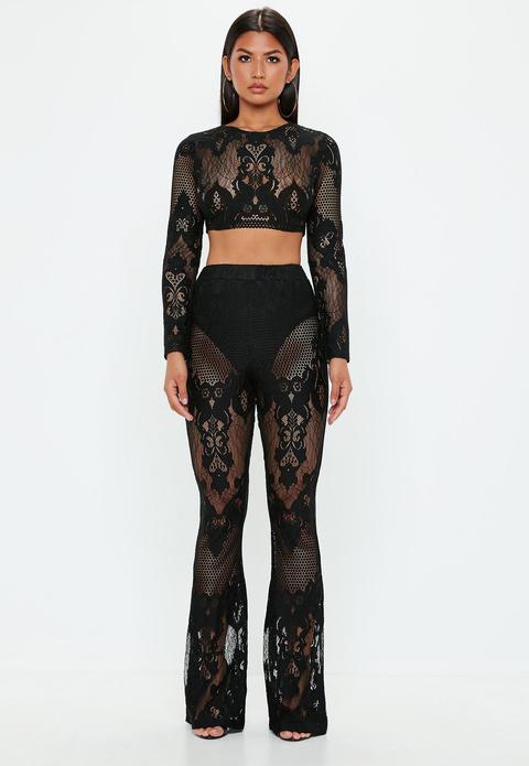 lace flared trousers