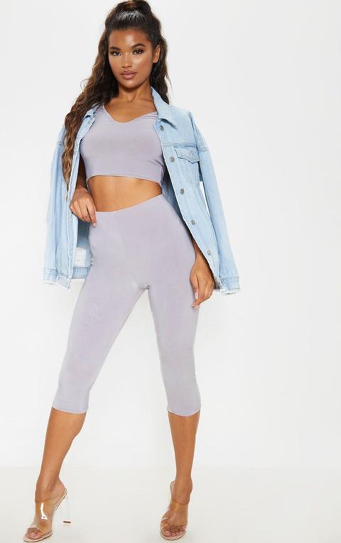 Light Grey Second Skin Slinky Cropped Legging