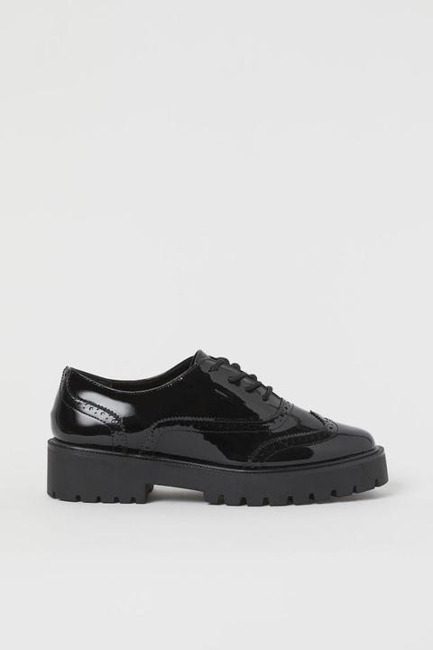 Zapatos Brogue De Charol - Negro