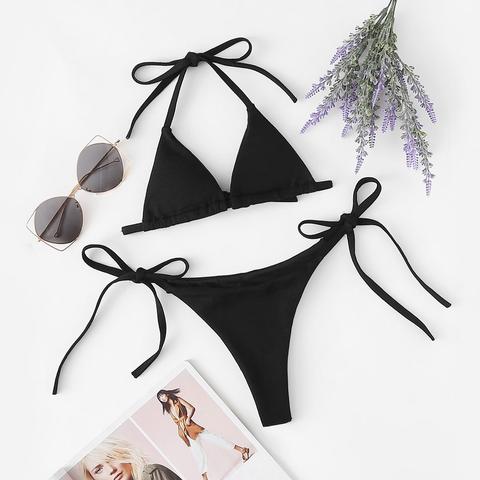 Set De Bikini De Canalé Con Lazo