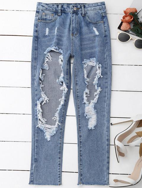 Distressed Frayed Jeans