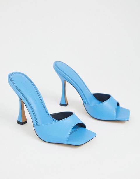 Asos Design Nero Square Toe Mules In Blue