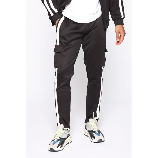 black cargo track pants