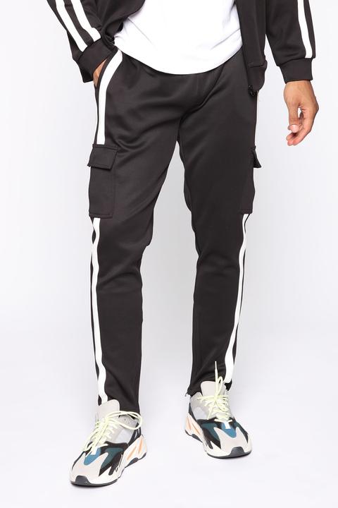 black track pants outfit