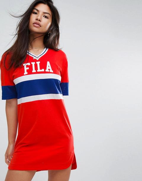 Fila - Vestito T-shirt Oversize Stile College - Rosso