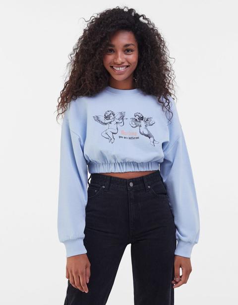 Printed Sweatshirt With Elastic Detail