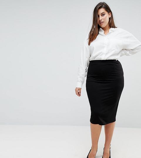 Asos Design Curve - Gonna Longuette In Jersey - Nero