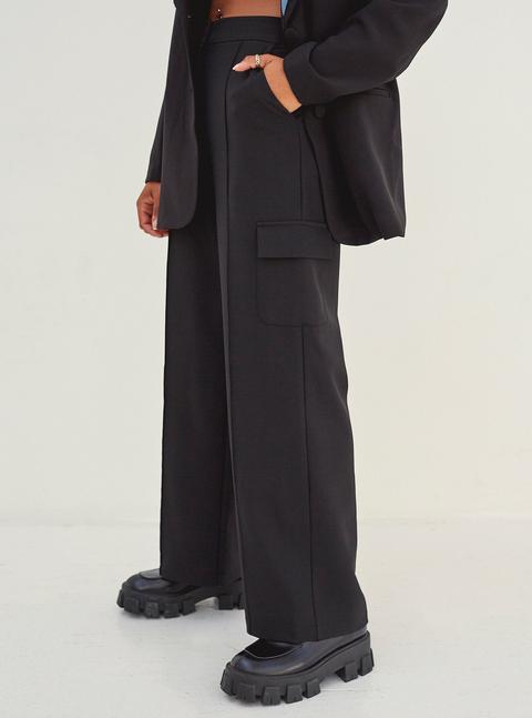 Iris Wide Leg Pocket Detail Trouser Black