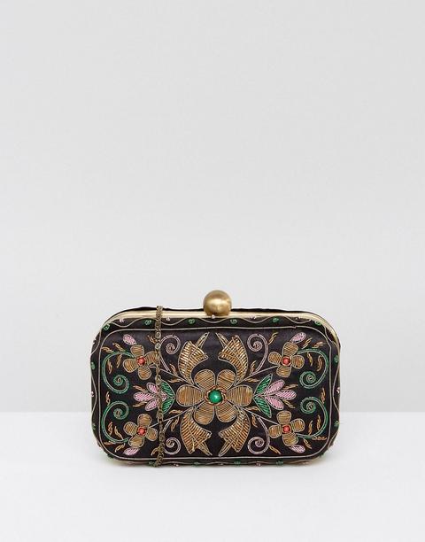 Bolso Clutch Cuadrado Con Bordado De Flores De True Decadence