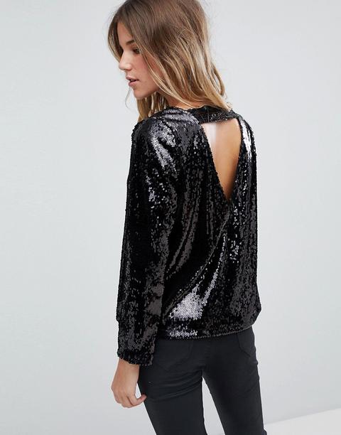 Blusa De Lentejuelas Con La Espalda Abierta De Boohoo