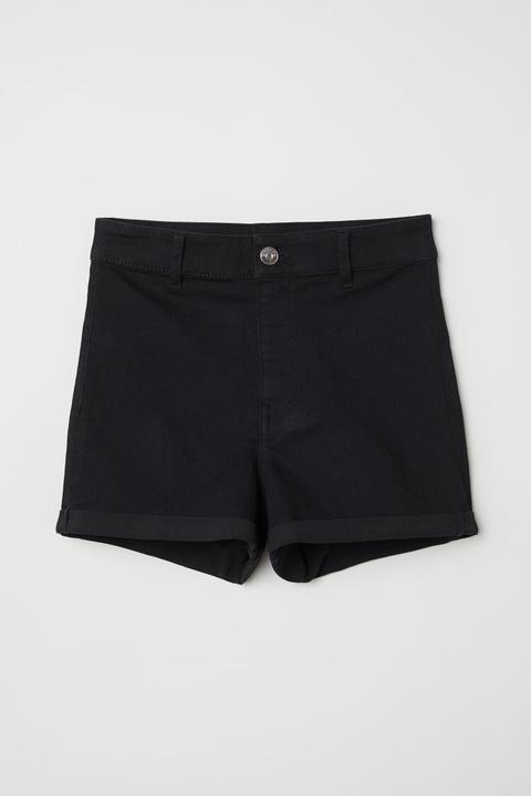 Twill Shorts High Waist - Black