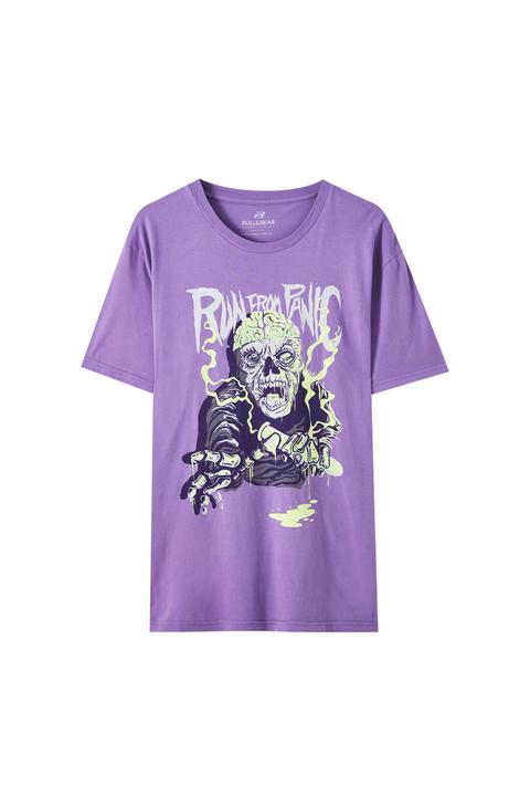Camiseta Esqueleto &quot;run From Panic&quot;