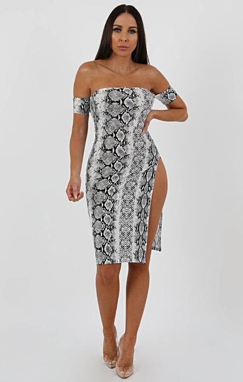 snake print dress with split
