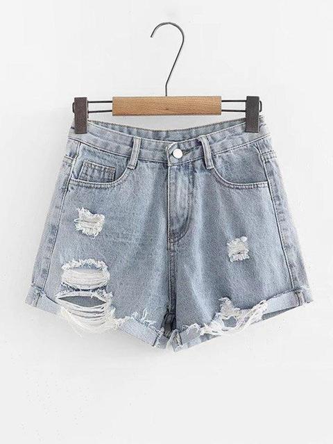 Shorts In Denim Con Risvolto