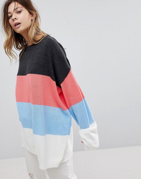 Rokoko - Maglione Girocollo Oversize A Righe - Multicolore