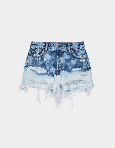 Short Denim Con Salpicaduras