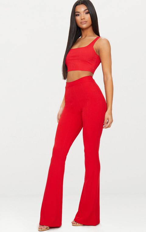 Red Bandage Flared Trouser