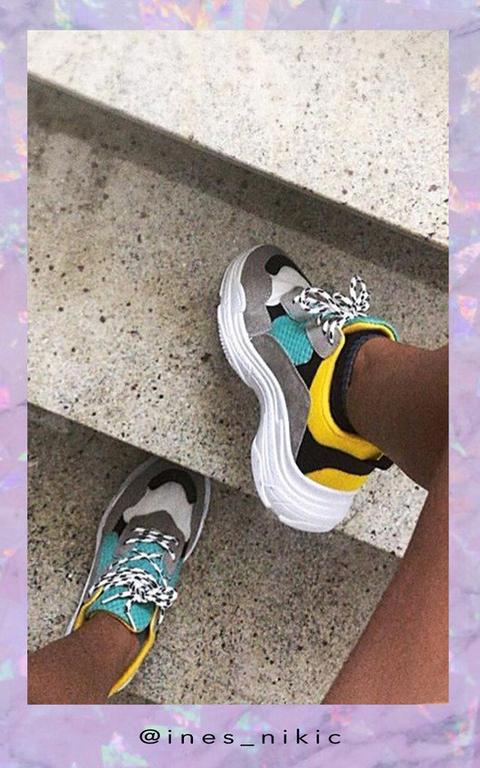 Jayden Chunky Arched Sport Trainer In Yellow
