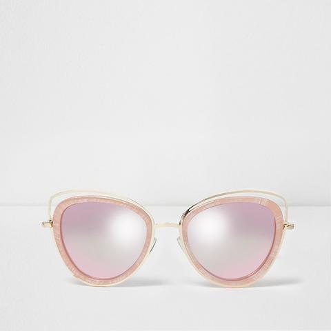 Pink And Gold Tone Cat Eye Sunglasses