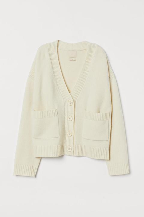 Boxy Wool Cardigan - Beige