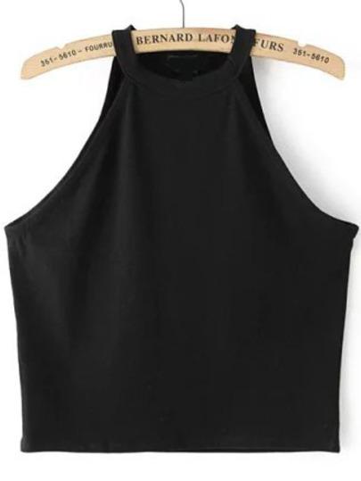 Top Halter Corto Tirante Negro