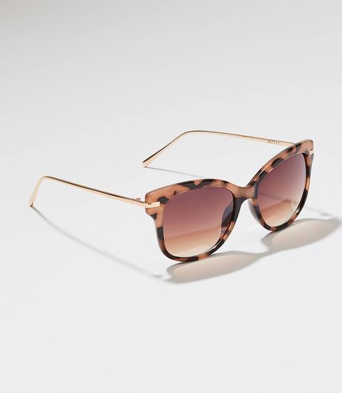 Metallic Arm Tortoiseshell Print Cateye Sunglasses