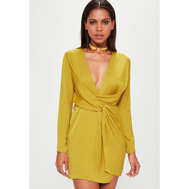 yellow silky dress