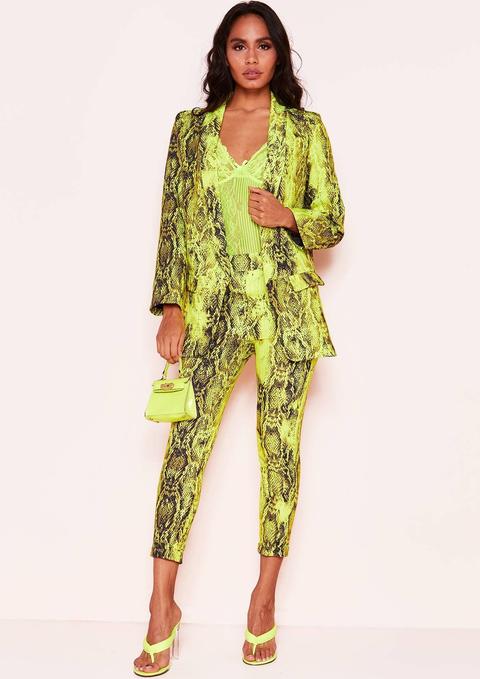 Rachel Neon Yellow Snake Print Trousers