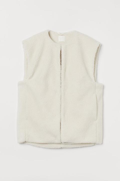 Oversized Faux Shearling Gilet - White