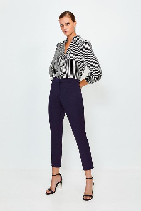 Karen Millen Bi Stretch Capri Trouser -, Navy