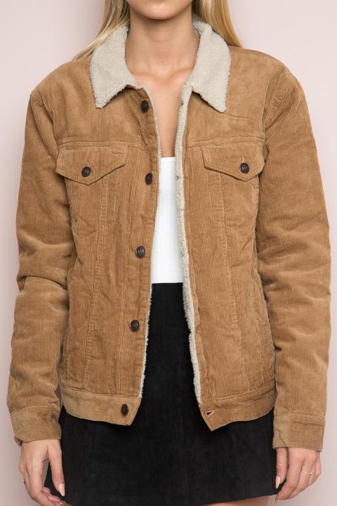 brandy melville elisha fur corduroy jacket