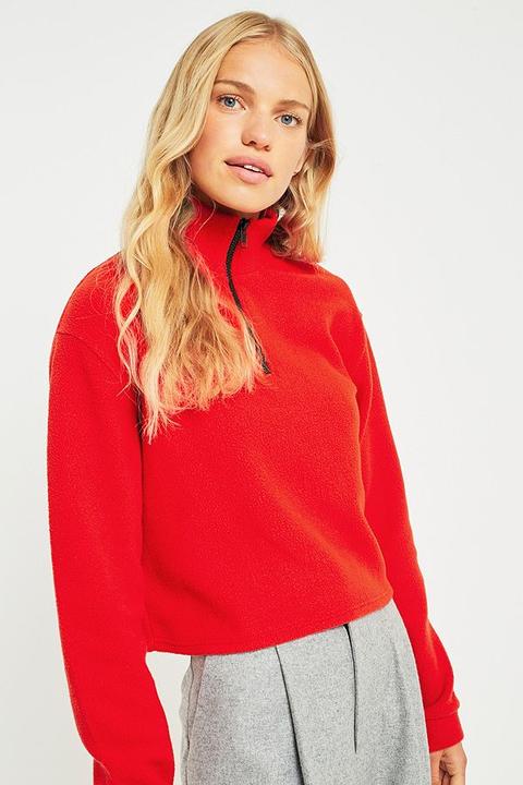 cropped fleece half zip