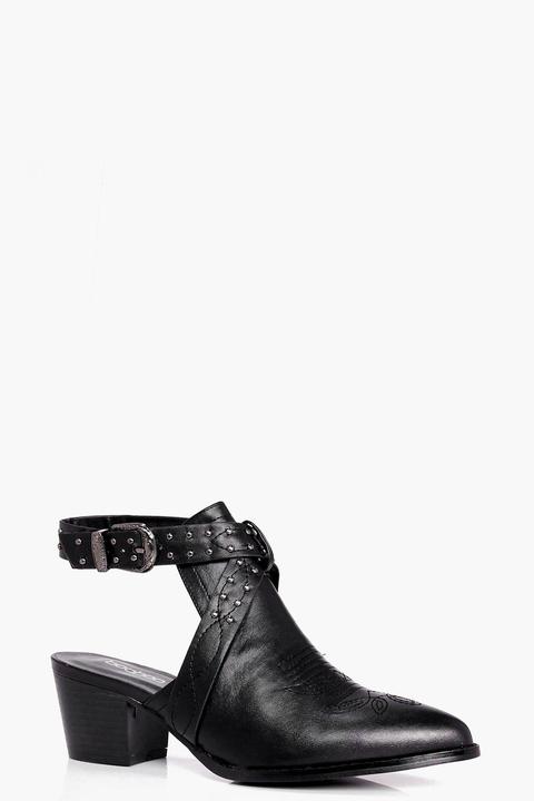 Kara Closed Toe Studded Western Shoe Boot