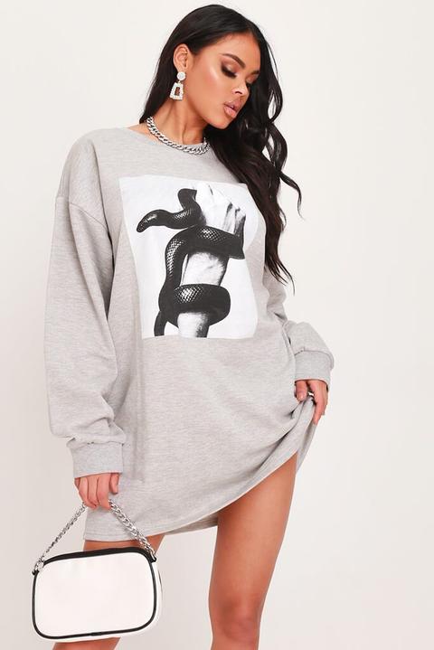 Grey Snake Oversized Sweater Dress