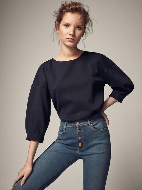 Pantaloni Jeans Dettaglio Bottoni Skinny Fit