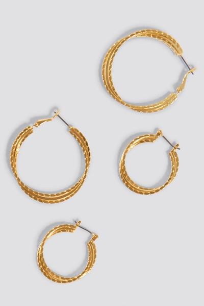 Na-kd Accessories 2-pack Layered Structured Hoops - Gold