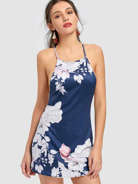 Vestito Mini Floreale A Tunica Con Lacci