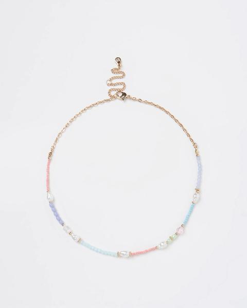 Gold Pastel Mixed Beaded Necklace