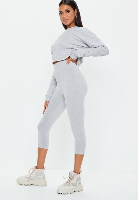 Grey Cropped Leggings, Grey