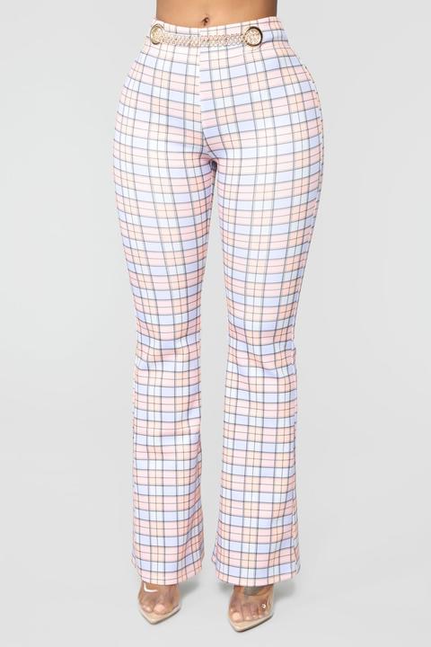 Pink plaid sale pants fashion nova