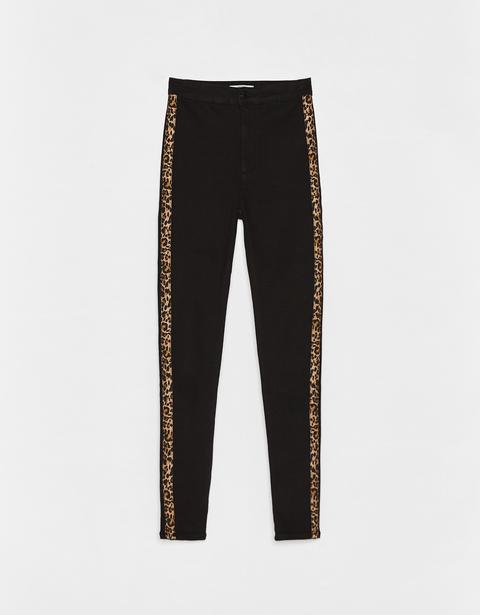 Jeggings Con Striscia Leopardata