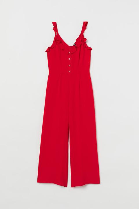 Jumpsuit With Frills - Red