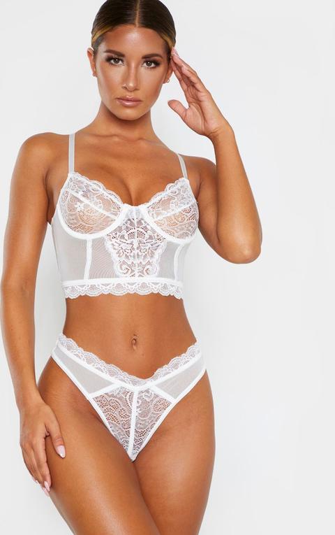 White Lace Underwired Longline Bra