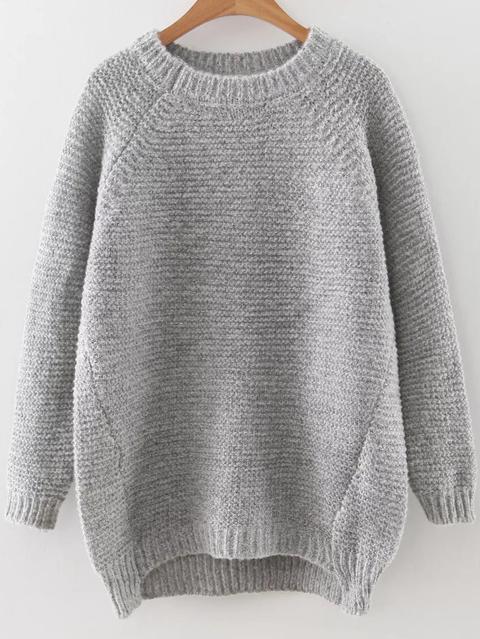 Maglione Maniche Raglan Con Orlo - Grigio