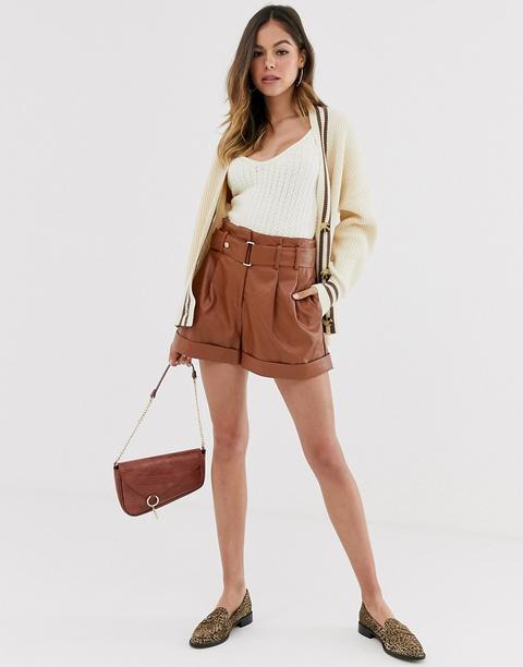 Moon River Faux Leather Belted Shorts