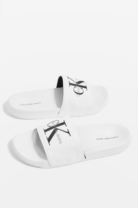 Womens Chantal Sliders By Calvin Klein - White, White