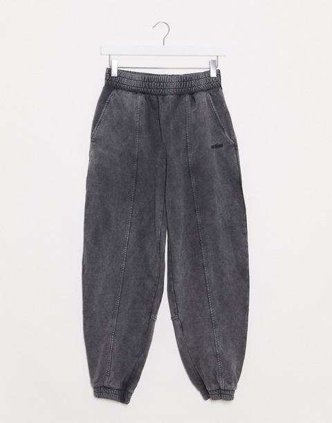 Bershka - No Item - Jogger Oversize Avec Message - Noir Délavé